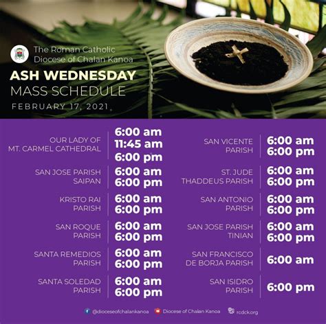ash wednesday mass schedule
